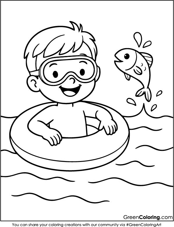 Simple Beach Coloring Pages for Kids