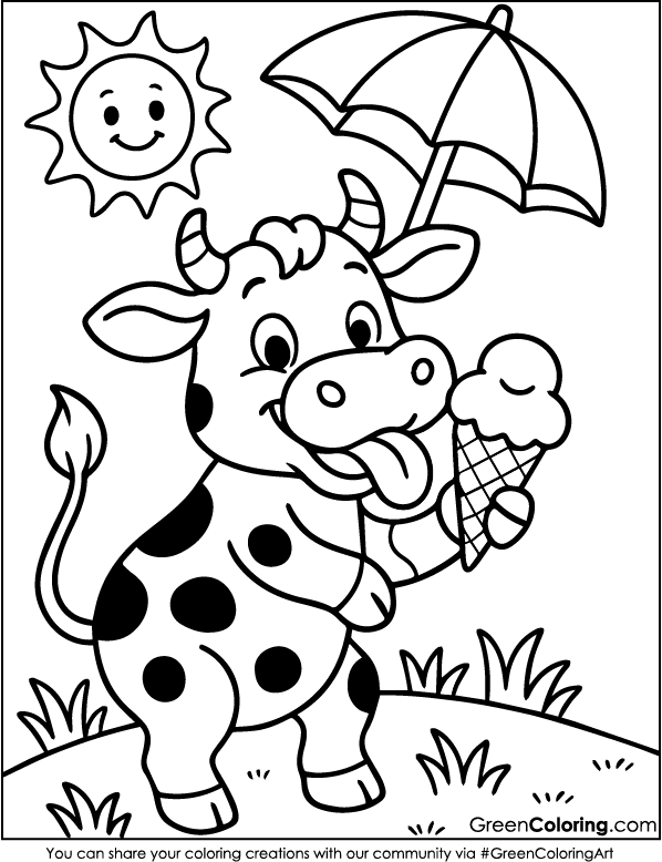 Download Free Printable Cow Coloring Sheets PDF