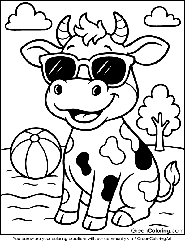 Download Free Printable Cow Coloring Sheet PDF