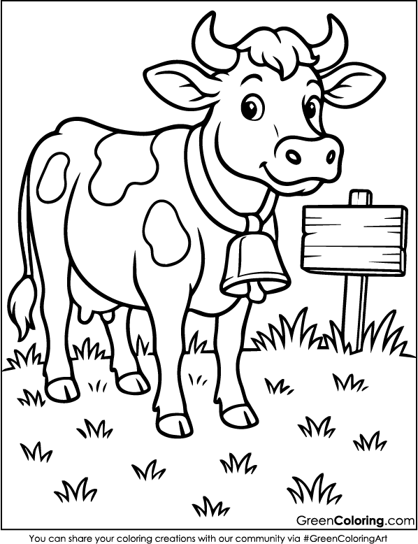 Download Free Printable Cow Coloring Sheet PDF