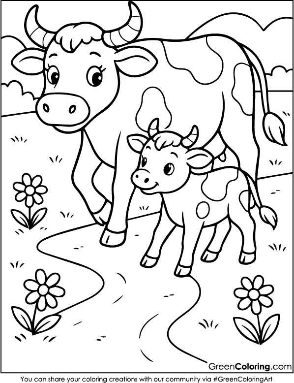 Cow Coloring Pages PDF