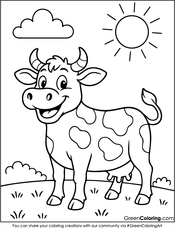 Free Printable Cow Coloring Pages PDF
