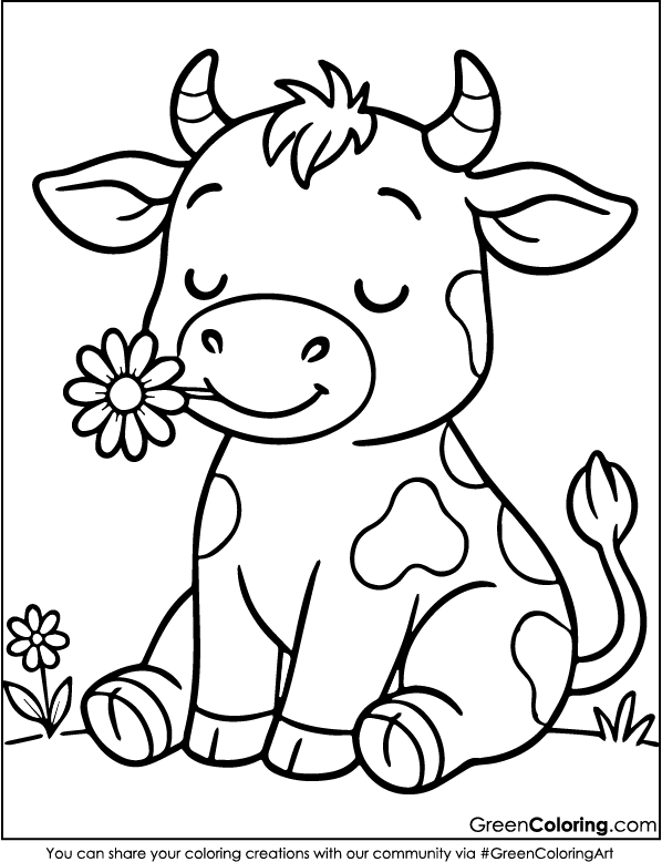 Download Free Printable Cow Coloring Pages PDF