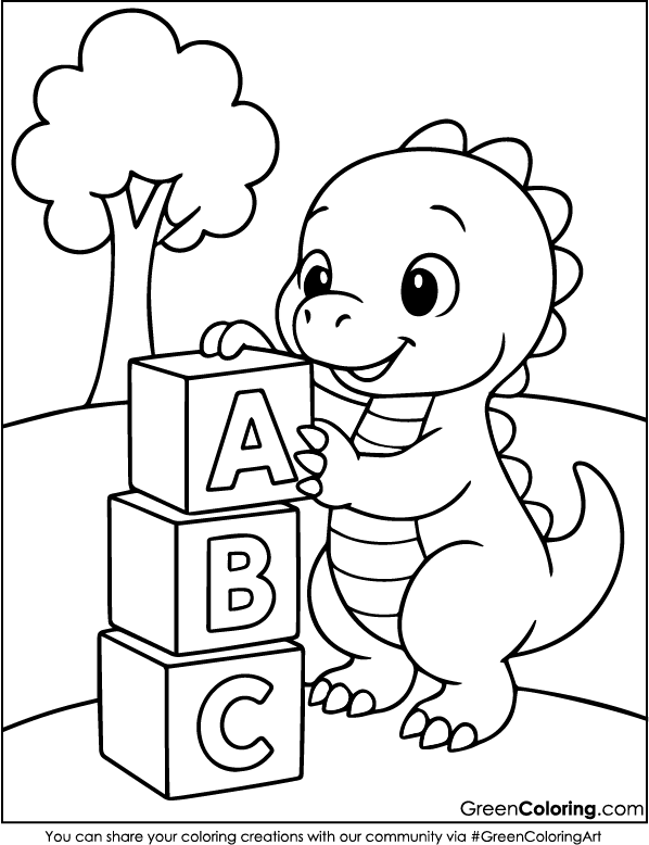 Cute Dinosaur Coloring Pages for Kids and Toddlers