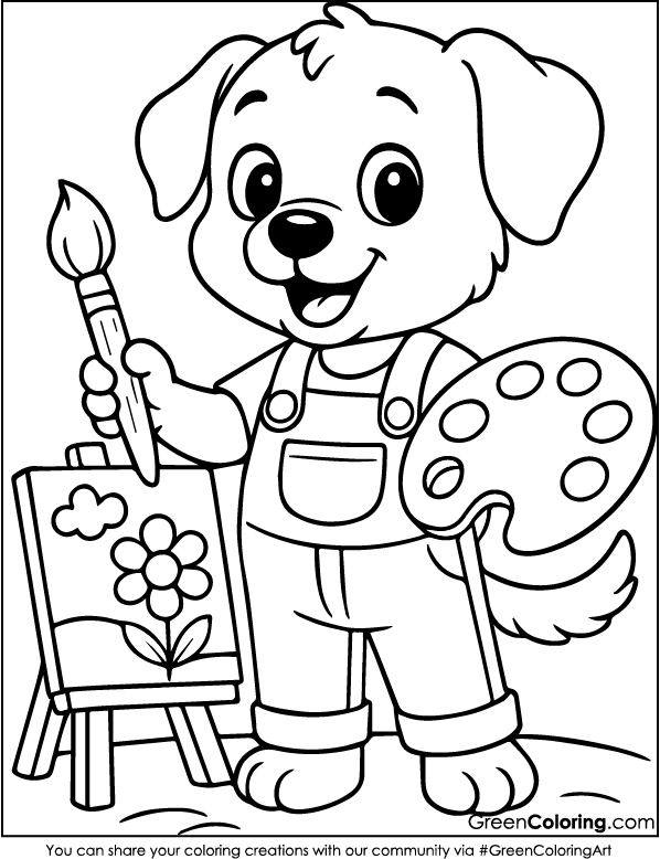Download Free Printable Dog Coloring Page PDF