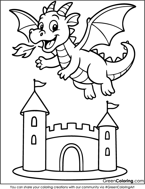 dragon coloring pages easy for kids