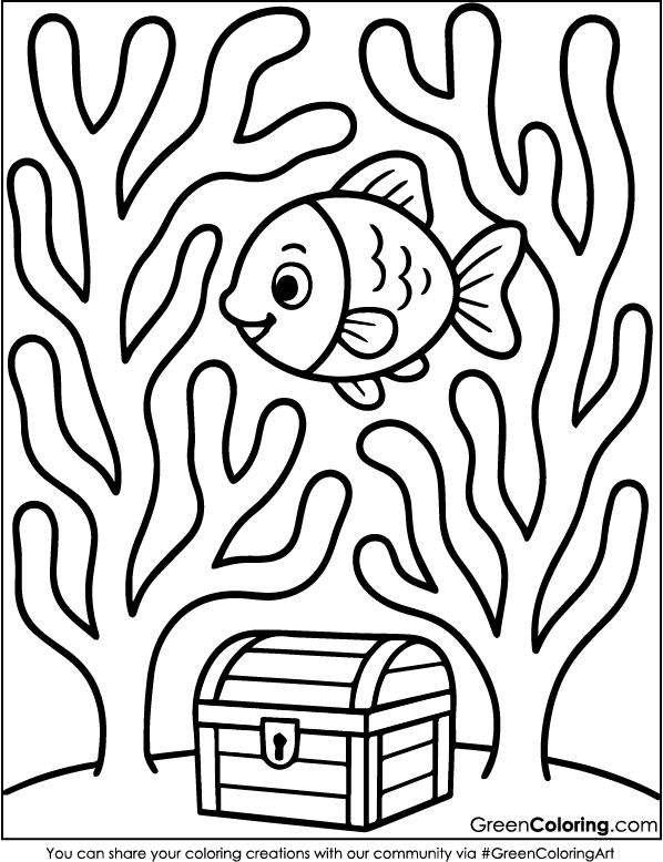 Printable Fish Coloring Page for Kids and Toddlers