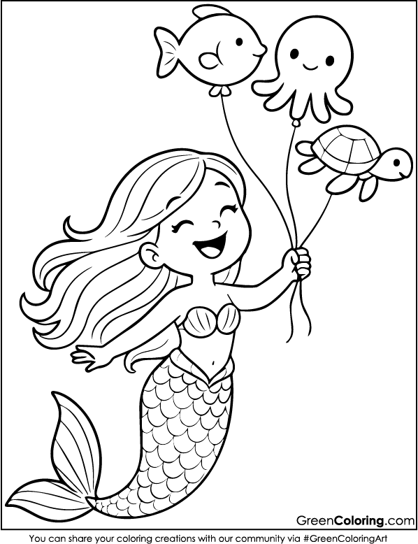 Download Free Printable Mermaid coloring pages PDF