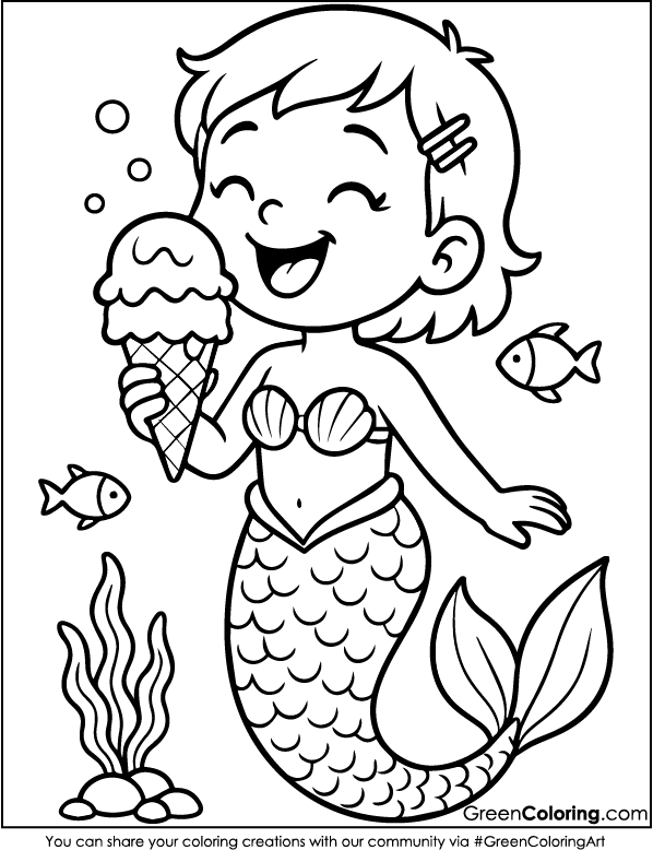 Download Free Printable Mermaid coloring pages PDF