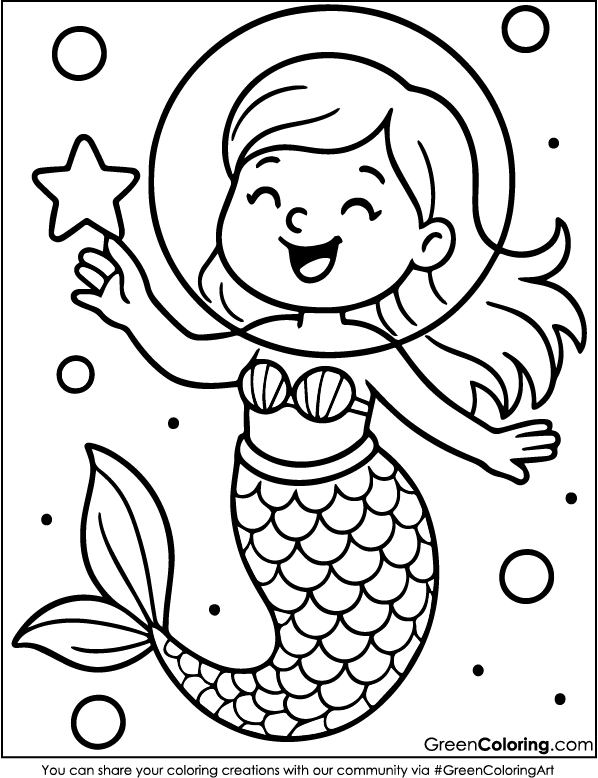 Download Free Printable Mermaid coloring page PDF