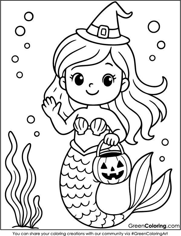 Download Free Printable Mermaid coloring page PDF