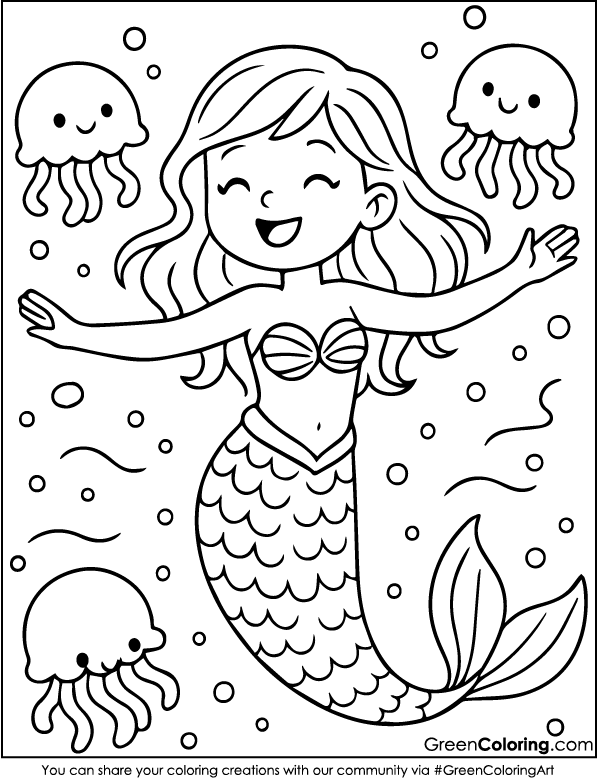 Download Free Printable Mermaid coloring page PDF