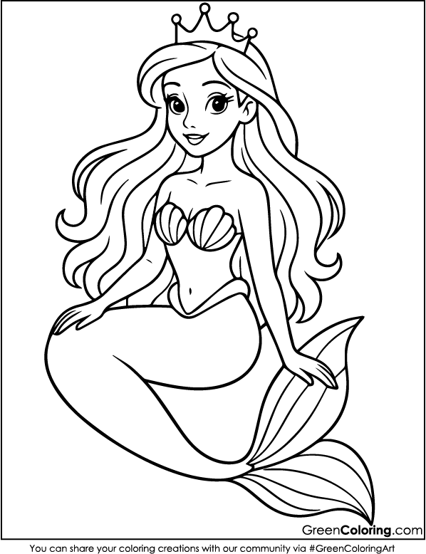 Mermaid coloring pages PDF