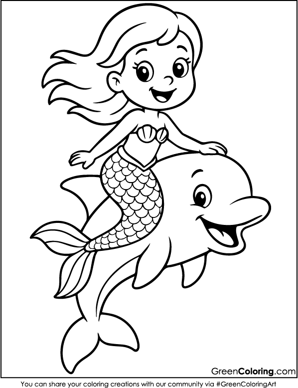 Mermaid coloring pages PDF
