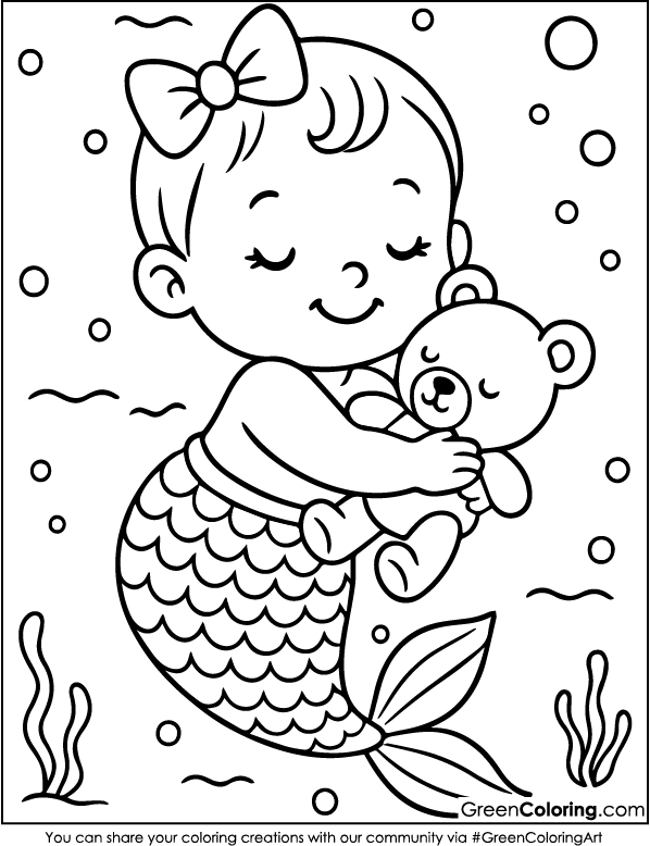 Printable Mermaid coloring pages PDF
