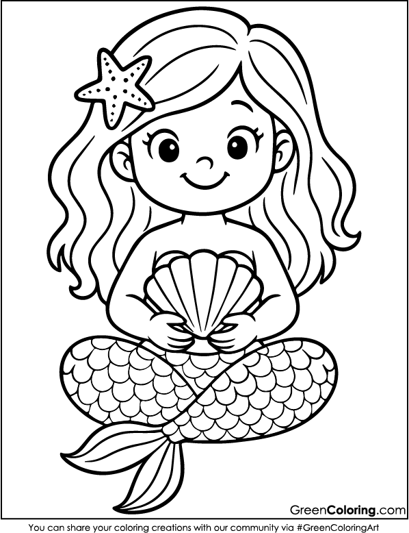 Printable Mermaid coloring pages PDF
