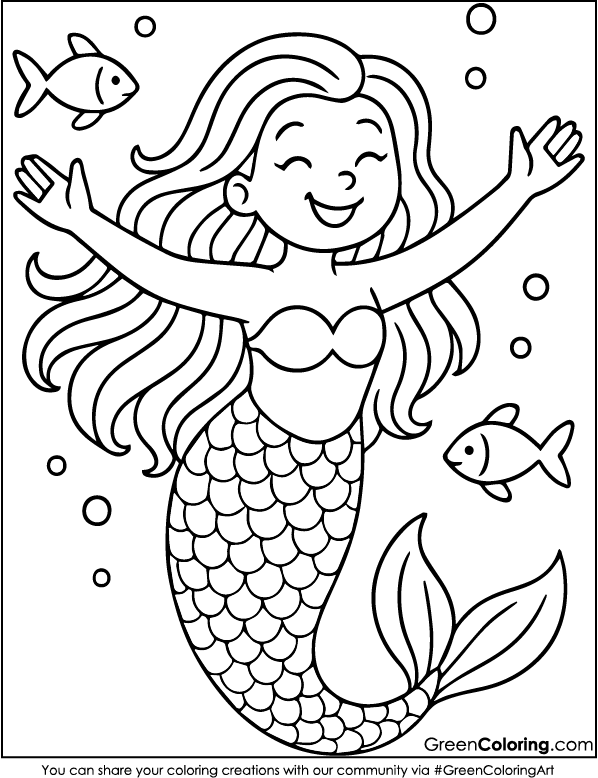 Printable Mermaid coloring pages PDF