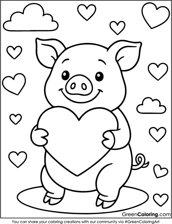 Download Free Printable Pig Coloring Page PDF