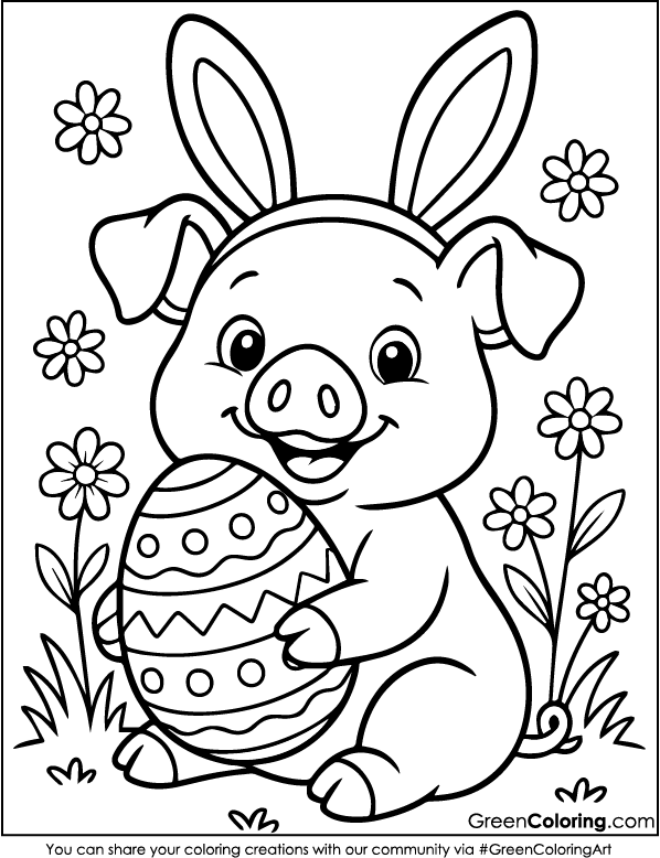Download Free Printable Pig Coloring Page PDF