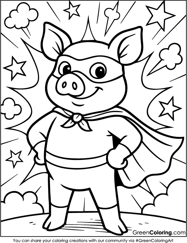 Download Free Printable Pig Coloring Sheets PDF