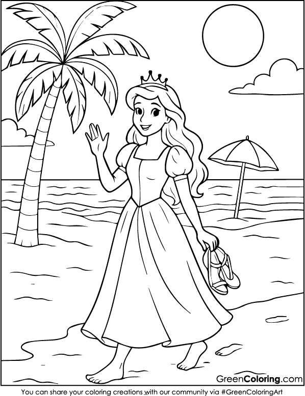 Cute Princess Coloring Pages for Kids and Toddlers