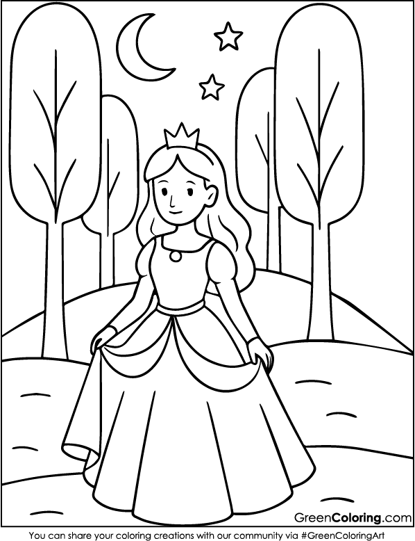 Simple Princess Coloring Page