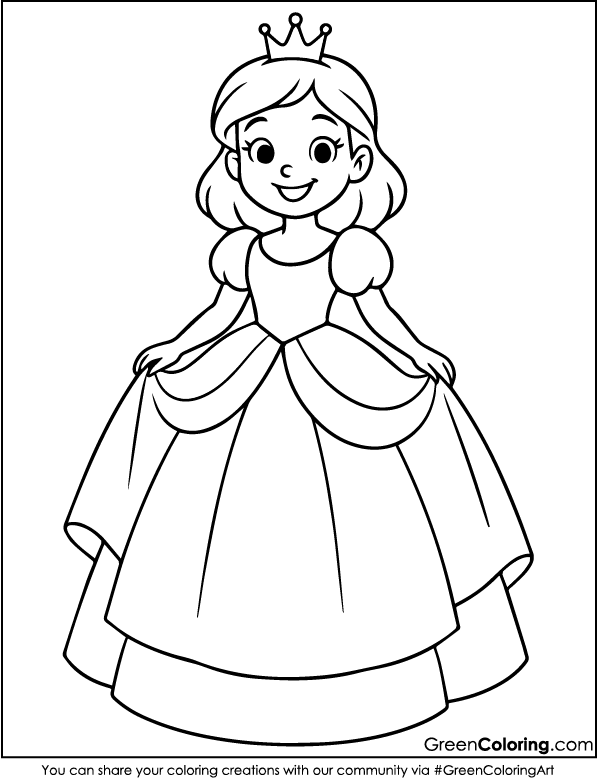 Free Princess Coloring Sheet for Kids and Toddlers