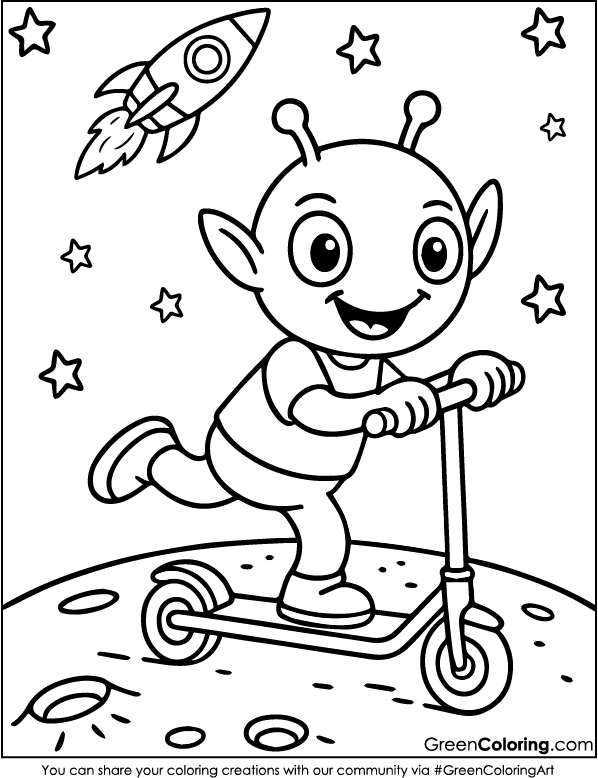 Download Free Printable Scooter Coloring Sheet PDF
