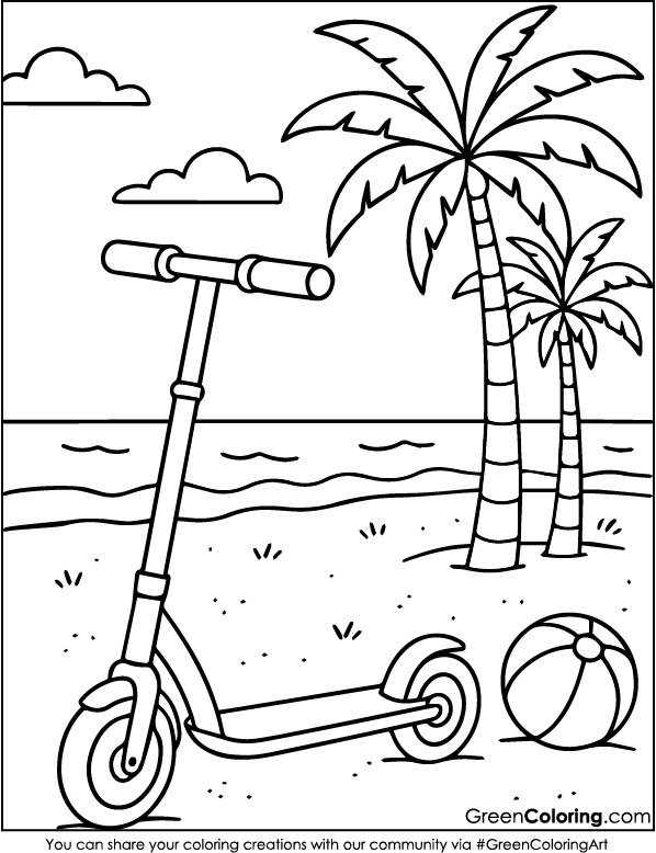 Printable Scooter Coloring Pages PDF