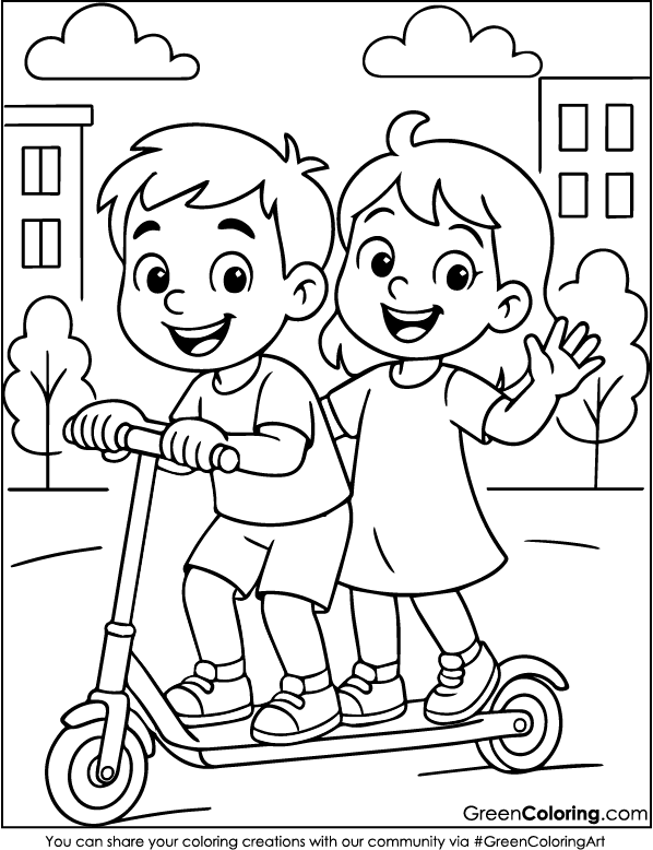 Scooter Coloring Pages PDF