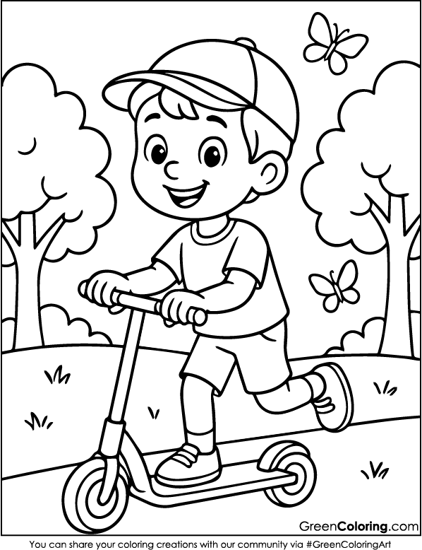 Scooter Coloring Pages PDF