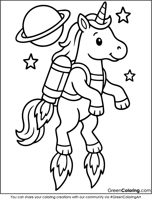 Printable Unicorn Coloring Page for Kids and Toddlers