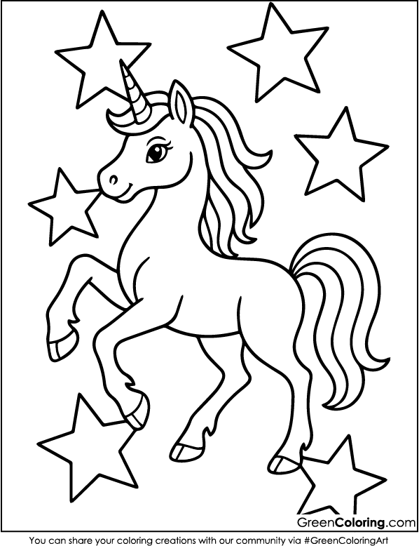 Printable Unicorn Coloring Page for Kids and Toddlers