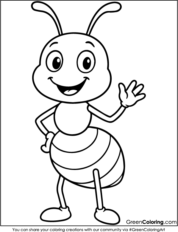 Download Free Printable Ant Coloring Page PDF