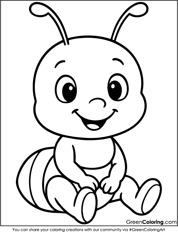 Download Free Printable Ant Coloring Page PDF