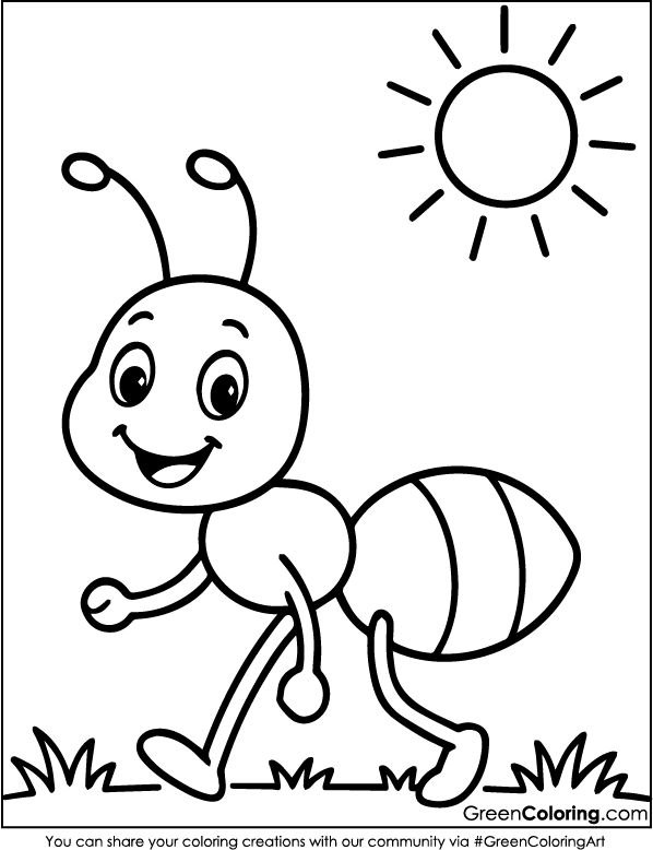 Download Free Printable Ant Coloring Sheet PDF