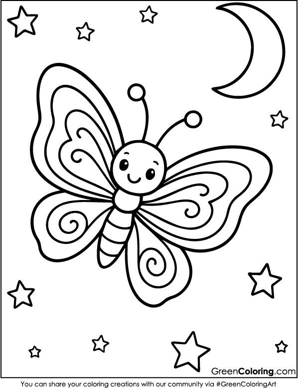 Download Free Printable Butterfly Coloring Page PDF