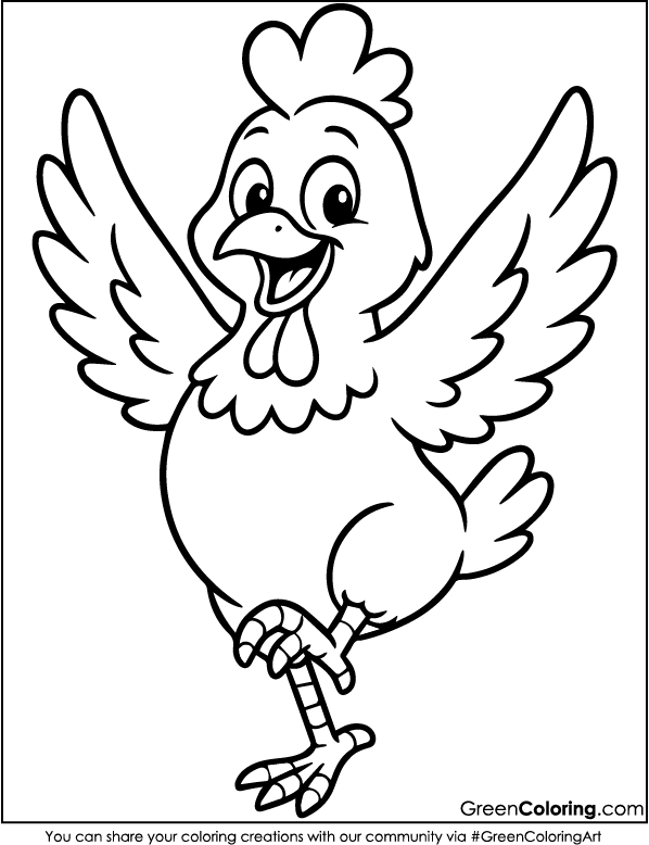 Cute Chicken Coloring Pages for Kids and Toddlers