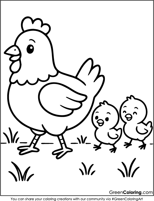 Simple Chicken Coloring Page