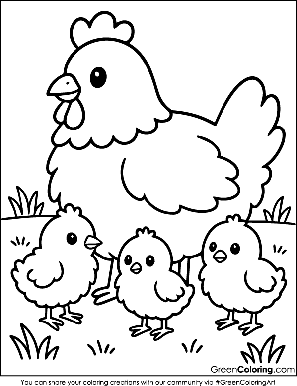 Fun Chicken Coloring Page for Kids and Toddlers