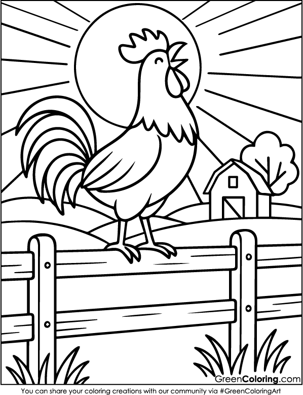 Download Free Printable Chicken Coloring Page PDF