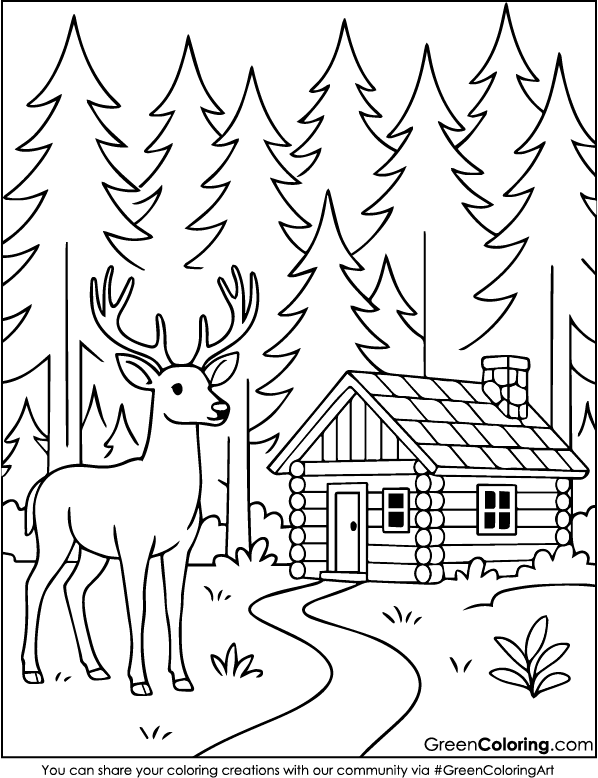 Download Printable Deer Coloring Pages PDF Free
