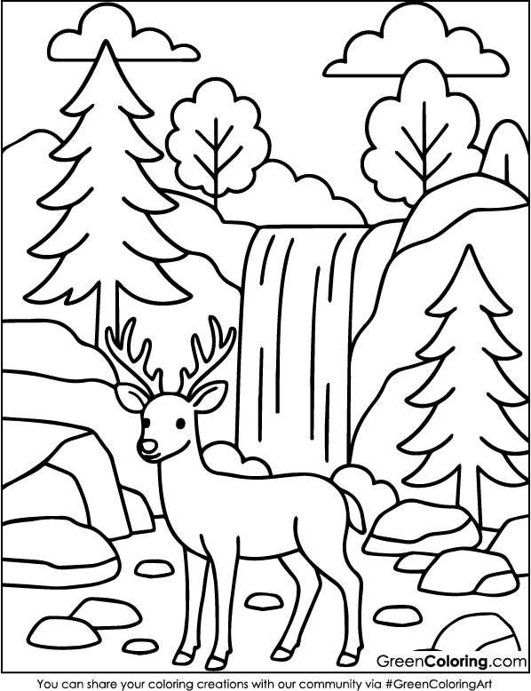 Download Printable Deer Coloring Page PDF Free