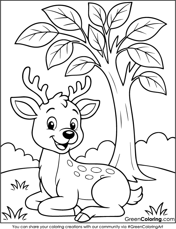 Download Printable Deer Coloring Sheet PDF Free