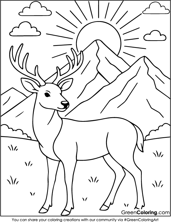 Download Printable Deer Coloring Pages PDF Free