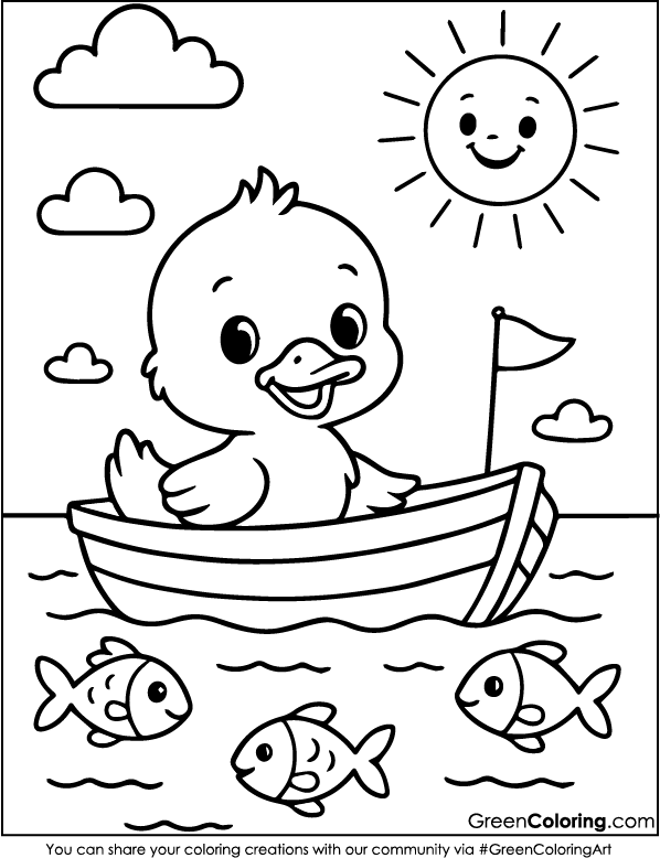 Cute Simple Duck Coloring Page for Kids