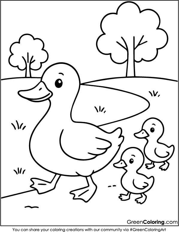Duck Coloring Pages PDF