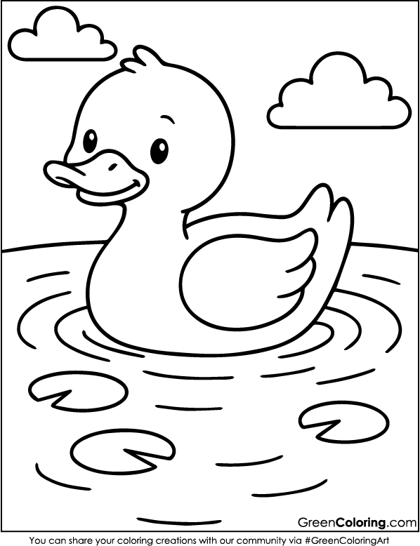 Cute Simple Duck Coloring Pages for Kids