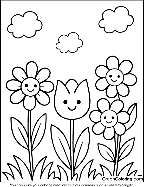 Colouring Flowers Printable