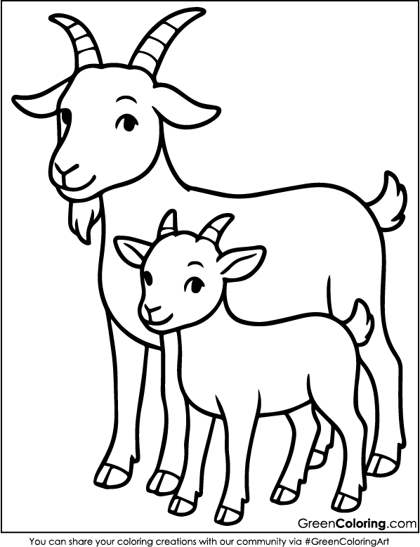 Download Free Printable Goat Coloring Pages PDF